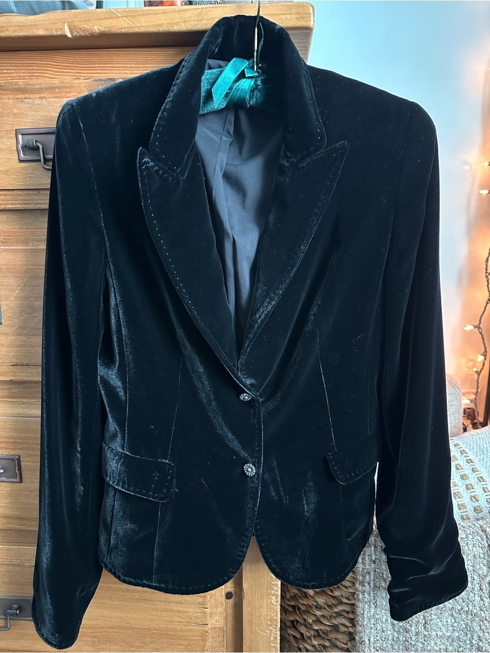Sioni Black Velvet Blazer Jacket